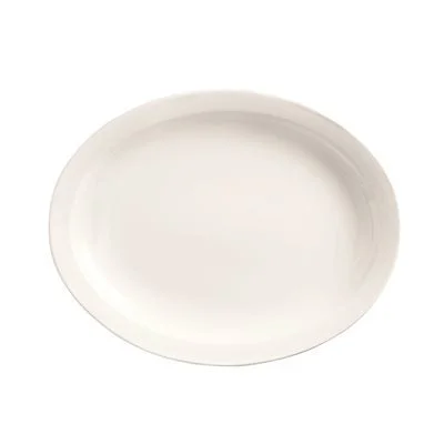 World Tableware Porcelana 11.5" x 9" Oval Narrow Rim Plate, White 12 /Case