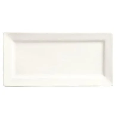 World Tableware Slate 12" x 6" Wide Rim Rectangle Plate, White 12 /Case