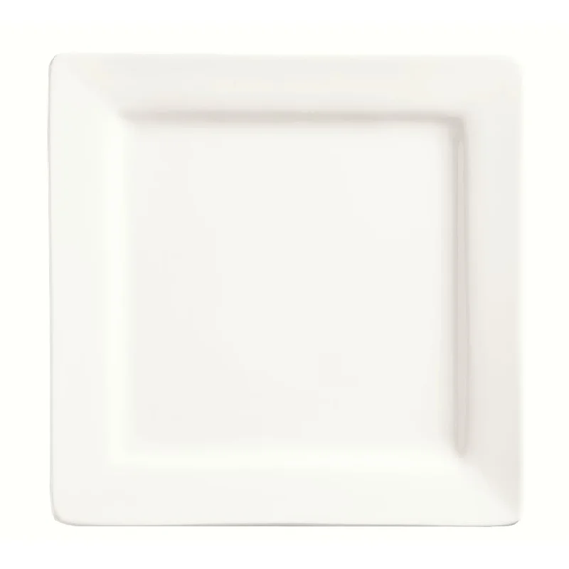 World Tableware Slate 7.25" Wide Rim Square Plate, White 24 /Case