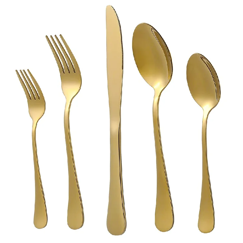 Xingjiake Gold Silverware Set 20 Piece, Flatware Cutlery Set For 4, Stainless Steel Gold Forks And Spoons Silverware Set, Kitchen Utensils Set, Dishwasher Safe