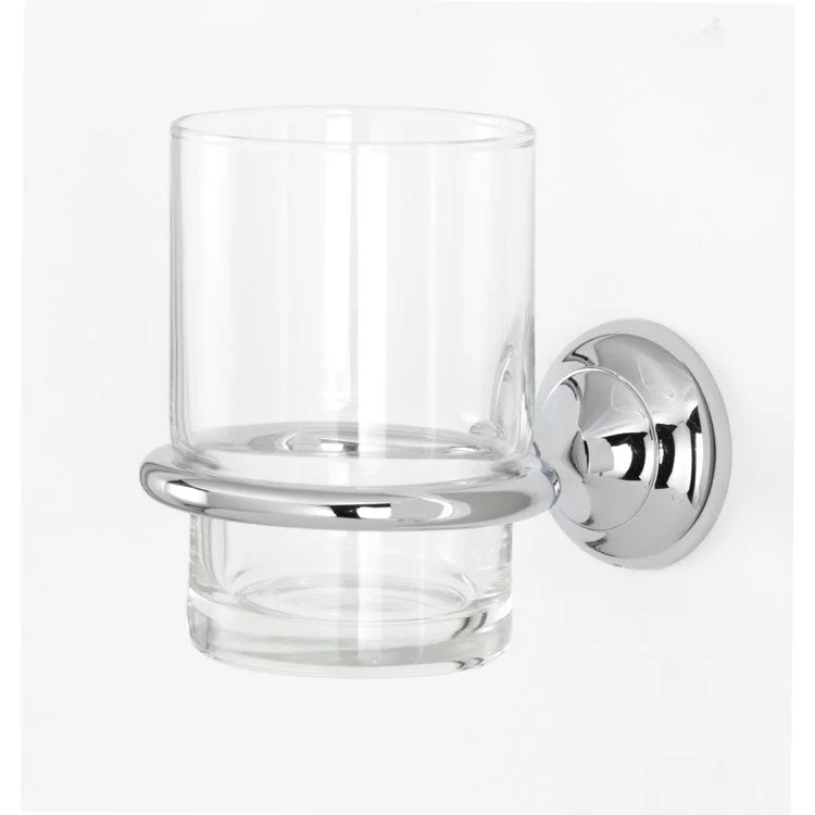 Tumbler Holder Royale Bath Polished Chrome Includes Tumbler Wall Mount Brass/Glass 4-9/16 x 2 Inch