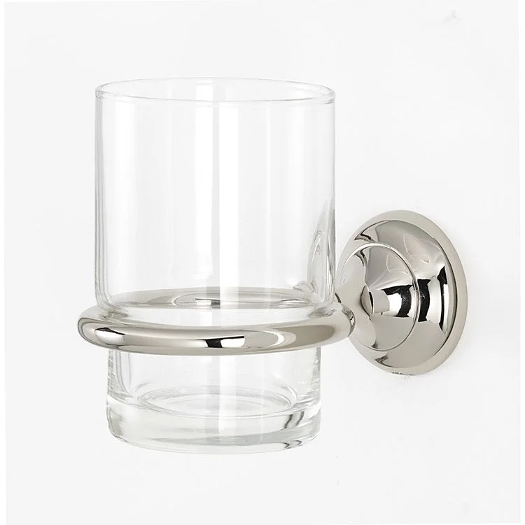 Tumbler Holder Royale Bath Polished Nickel Includes Tumbler Wall Mount Brass/Glass 4-9/16 x 2 Inch