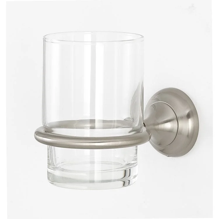 Tumbler Holder Royale Bath Satin Nickel Includes Tumbler Wall Mount Brass/Glass 4-9/16 x 2 Inch