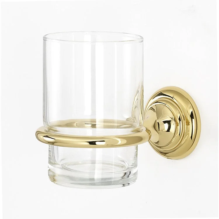 Tumbler Holder Charlie's Bath Polished Brass Includes Tumbler Wall Mount Brass/Glass 4-1/2 x 2 Inch