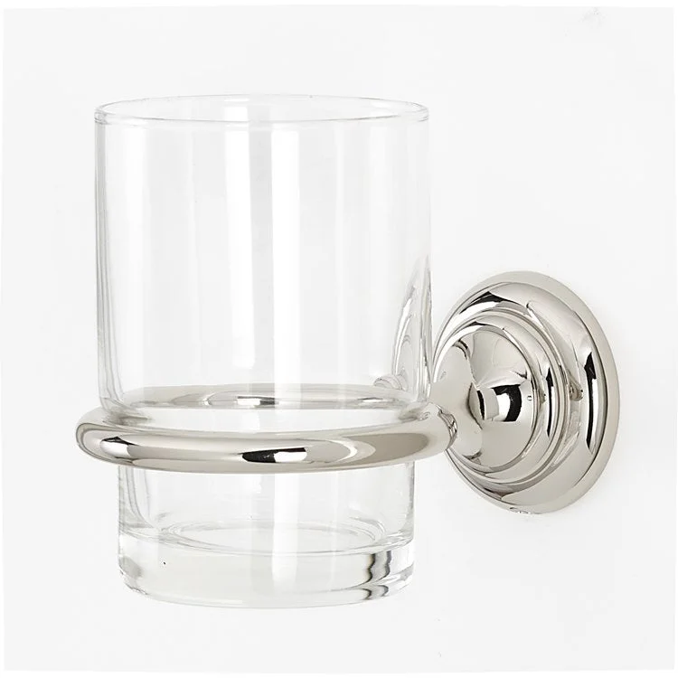 Tumbler Holder Charlie's Bath Polished Nickel Includes Tumbler Wall Mount Brass/Glass 4-1/2 x 2 Inch