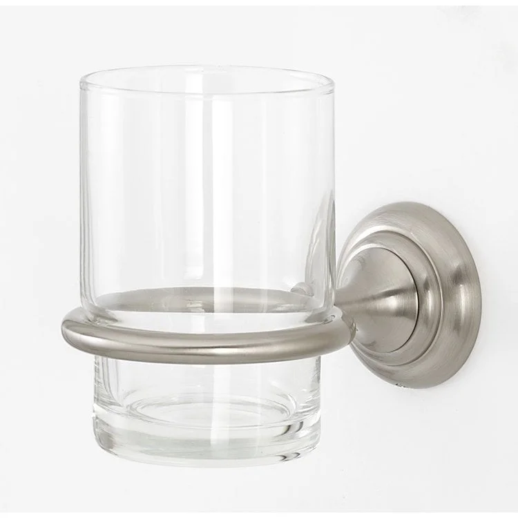 Tumbler Holder Charlie's Bath Satin Nickel Includes Tumbler Wall Mount Brass/Glass 4-1/2 x 2 Inch