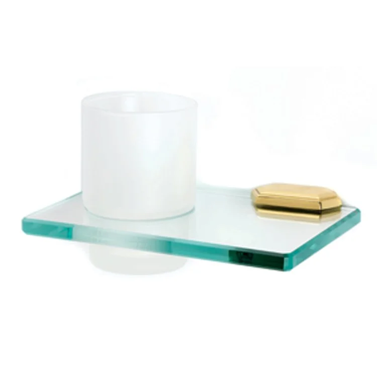 Tumbler Holder Nicole Bath Polished Brass Includes Tumbler Wall Mount Brass/Glass 4-5/8 x 6-3/4 Inch