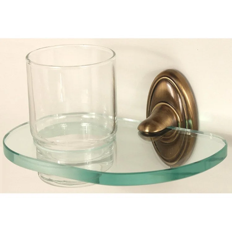 Tumbler Holder Classic Traditional Bath Antique English Includes Tumbler Wall Mount Brass/Glass 5-1/8 x 6-5/8 Inch