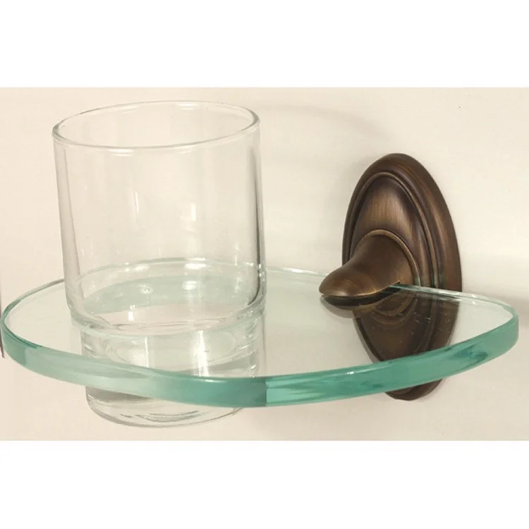 Tumbler Holder Classic Traditional Bath Antique English Matte Includes Tumbler Wall Mount Brass/Glass 5-1/8 x 6-5/8 Inch