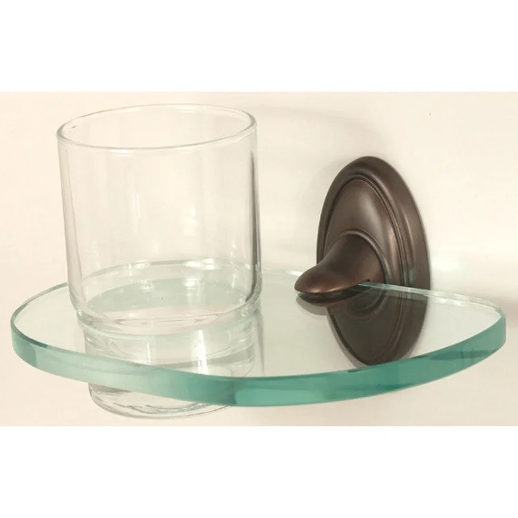 Tumbler Holder Classic Traditional Bath Chocolate Bronze Includes Tumbler Wall Mount Brass/Glass 5-1/8 x 6-5/8 Inch