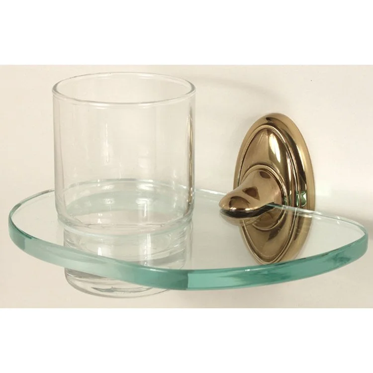 Tumbler Holder Classic Traditional Bath Polished Antique Includes Tumbler Wall Mount Brass/Glass 5-1/8 x 6-5/8 Inch