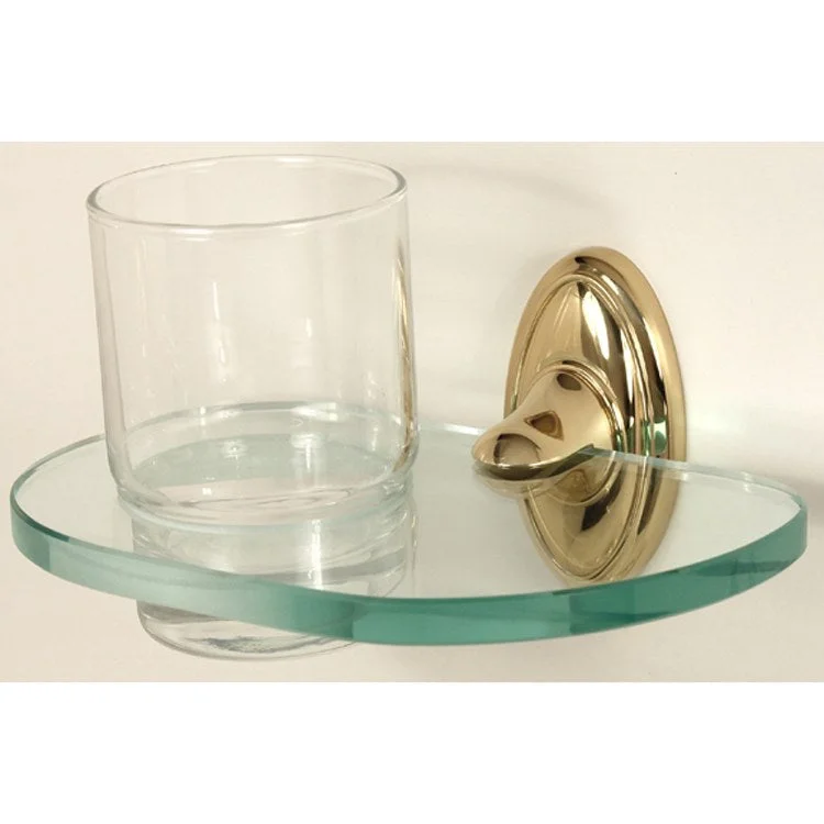 Tumbler Holder Classic Traditional Bath Polished Brass Includes Tumbler Wall Mount Brass/Glass 5-1/8 x 6-5/8 Inch