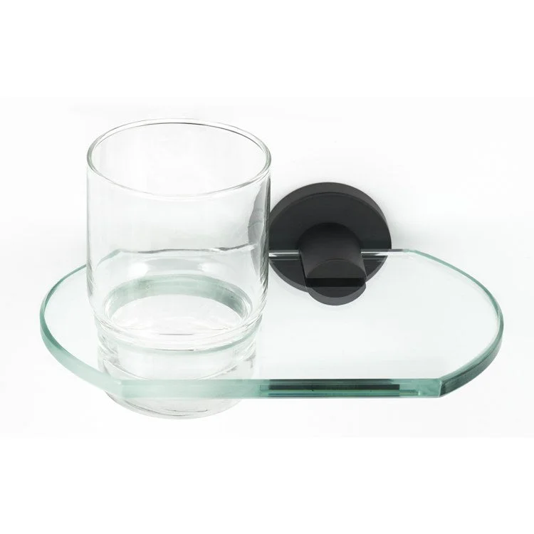 Tumbler Holder Contemporary I Bath Matte Black Includes Tumbler Wall Mount Brass/Glass 5 x 6-3/4 Inch