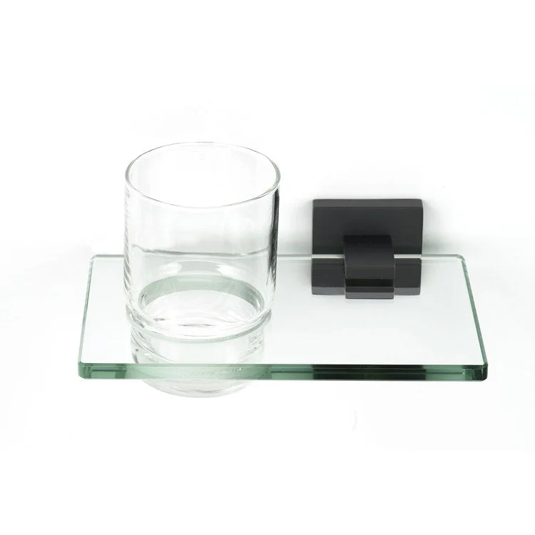 Tumbler Holder Contemporary ll Bath Matte Black Includes Tumbler Wall Mount Brass/Glass 5 x 6-3/4 Inch