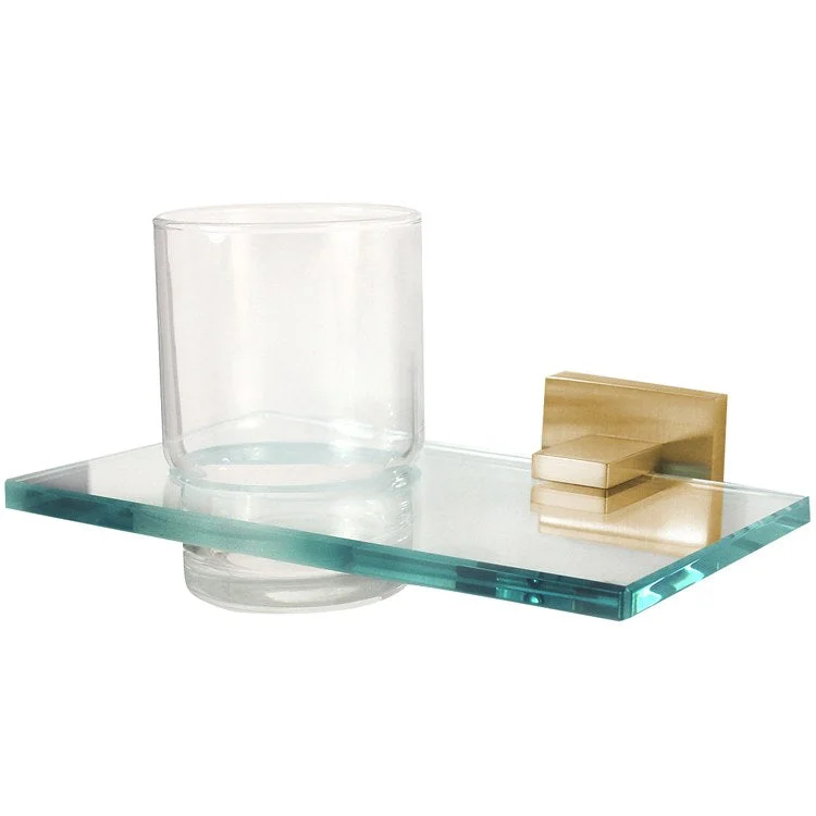 Tumbler Holder Contemporary ll Bath Satin Brass Includes Tumbler Wall Mount Brass/Glass 5 x 6-3/4 Inch