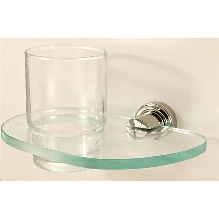 Tumbler Holder Infinity Bath Polished Nickel Includes Tumbler Wall Mount Brass/Glass 4-15/16 x 6-11/16 Inch