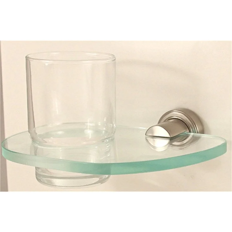 Tumbler Holder Infinity Bath Satin Nickel Includes Tumbler Wall Mount Brass/Glass 4-15/16 x 6-11/16 Inch