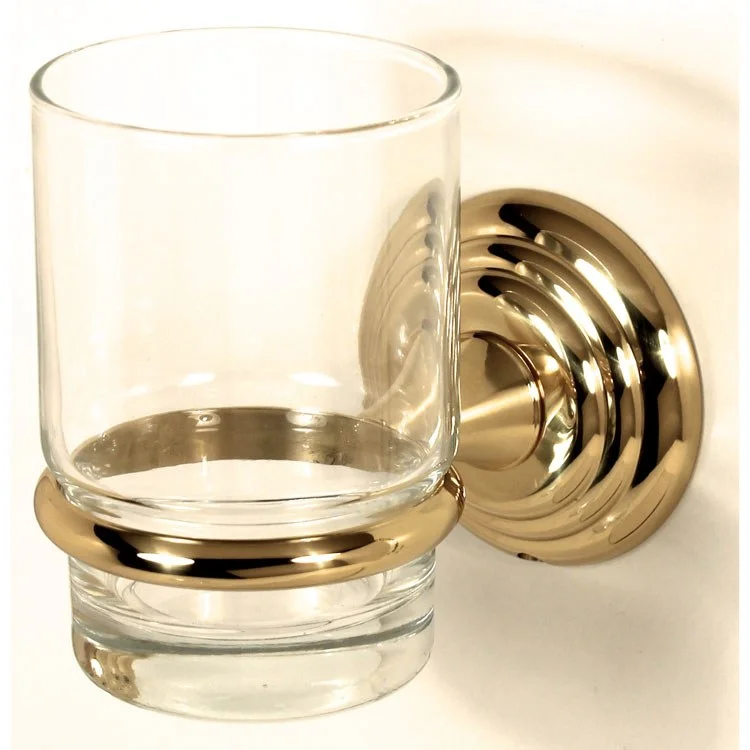 Tumbler Holder Embassy Bath Polished Brass Includes Tumbler Wall Mount Brass/Glass 4-1/2 x 2-5/8 Inch