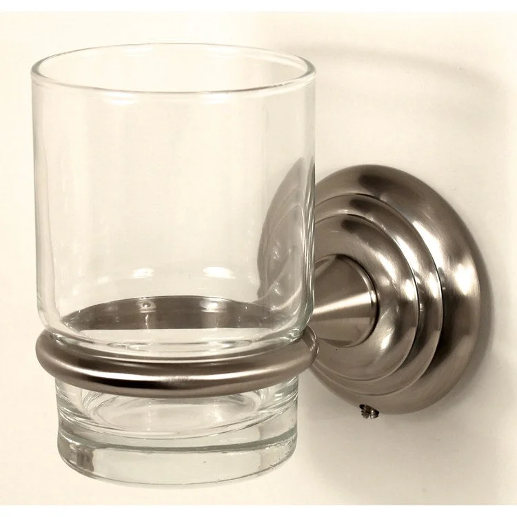 Tumbler Holder Embassy Bath Satin Nickel Includes Tumbler Wall Mount Brass/Glass 4-1/2 x 2-5/8 Inch