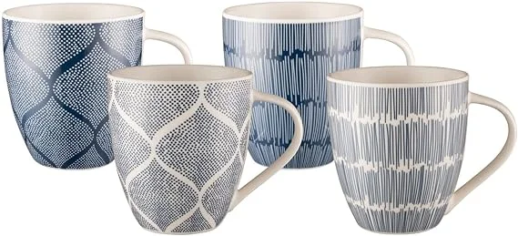 Bundanoon Mega Mug Set Of 4 - Indigo Sketch