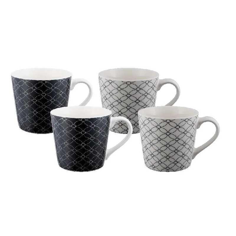 Bundanoon Mod Mug Set Of 4 - Mono Geometrics