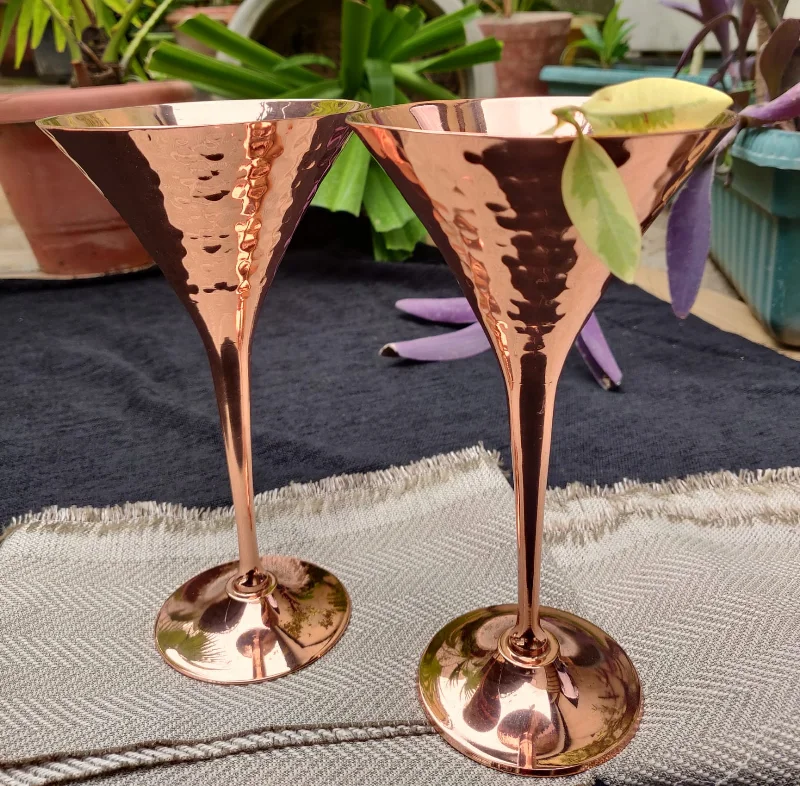 Cocktail Copper Brass Martini Wine Glasses By  MK ( Set Of 2 )