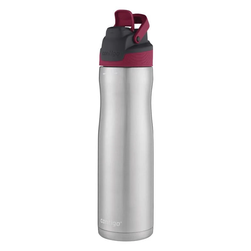 Contigo AutoSeal Chill 24 oz Maroon/Silver BPA Free Water Bottle