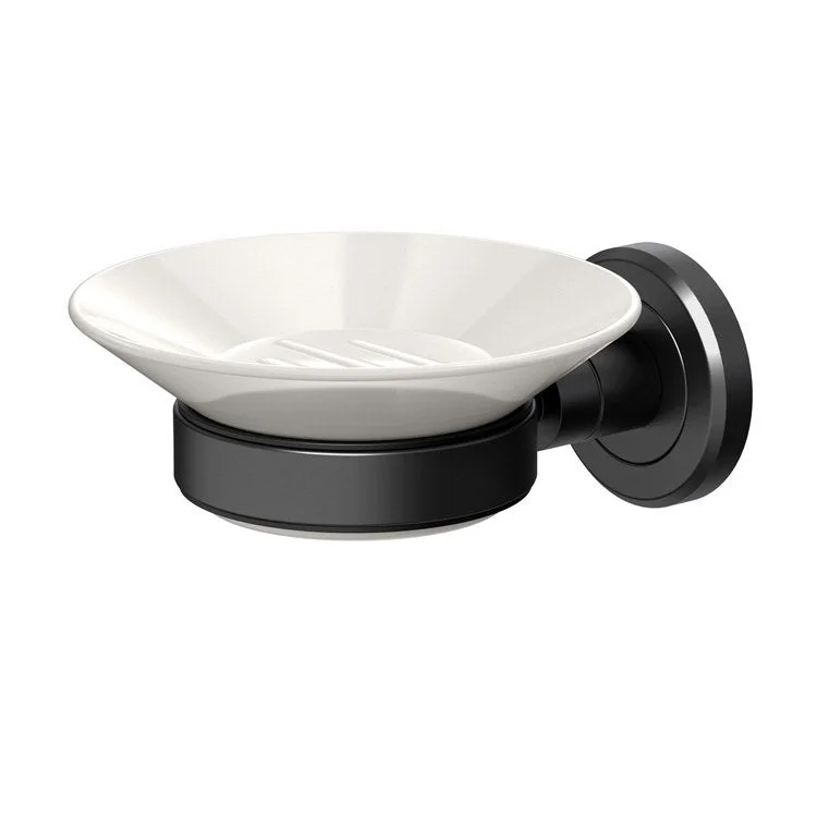 Soap Dish Latitude II Round Matte Black Wall Mount