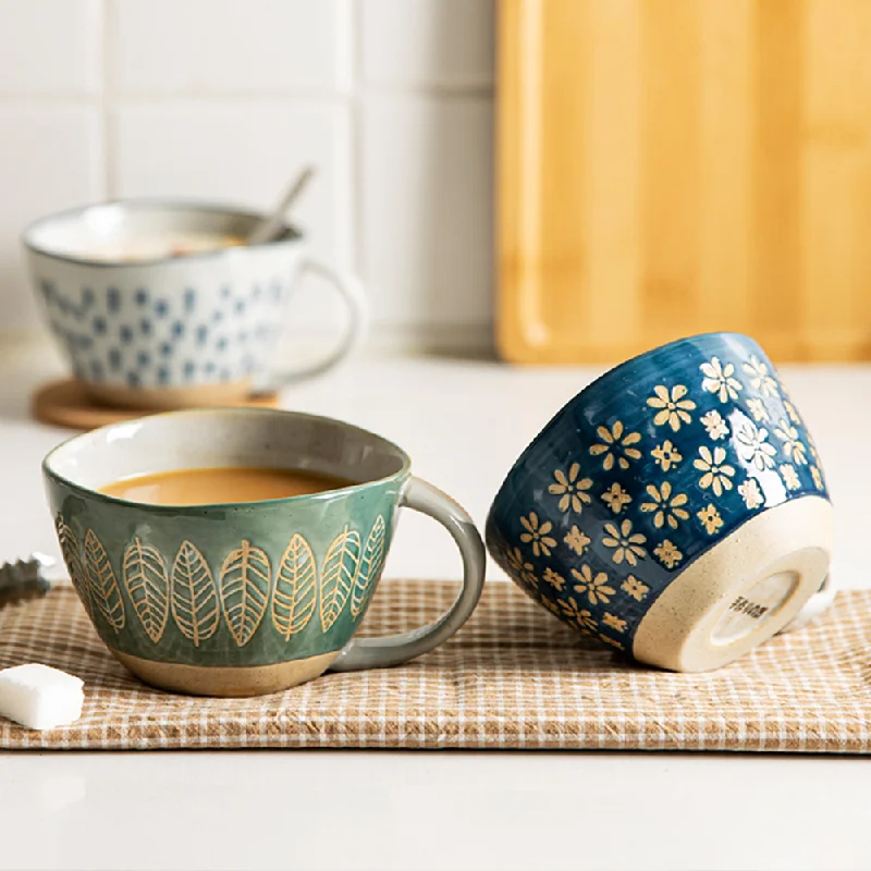 Hand-Painted Pottery Mugs