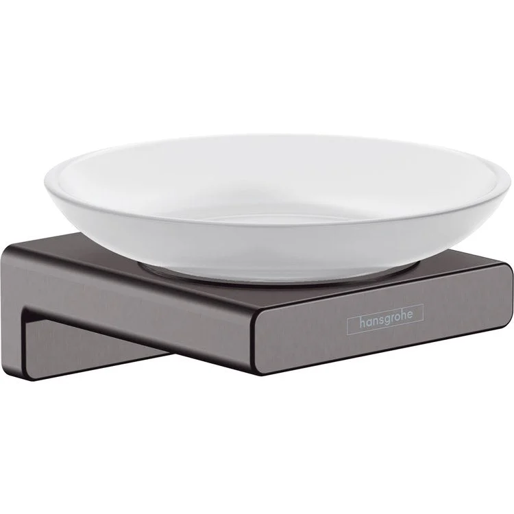 Soap Dish AddStoris Brushed Black Chrome Wall Mount Saucer Ceramic 4-1/5 Inch