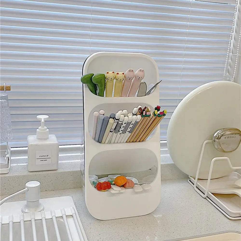 Kitchen Cutlery Storage Box Drain Rack Chopsticks Holder Tableware Organizer Spoon Fork Separation Box Drawer Container Home