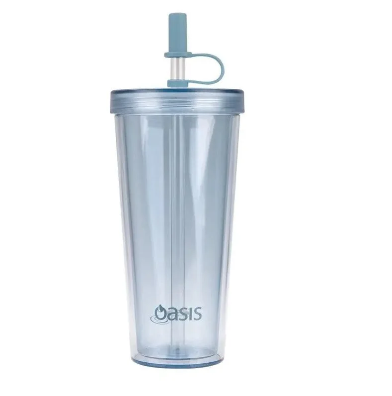 Oasis Insulated Smoothie Tumbler W/Straw 520ml Blueberry