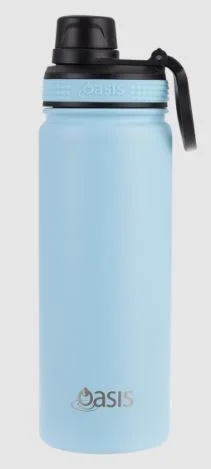 Oasis S/s Double Wall Insulated 'challenger' Bottle W/ Screw Cap 550ml - Island Blue