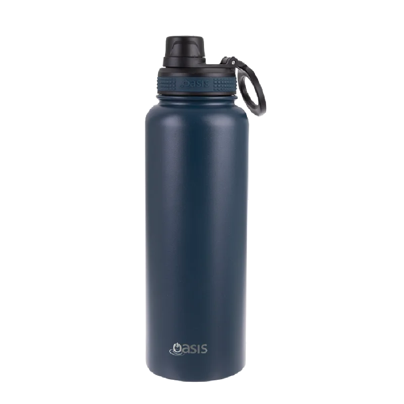 Oasis Stainless Steel Double Wall Insulated "challenger" Sports Bottle W/ Screw Cap 1.1l - Navy