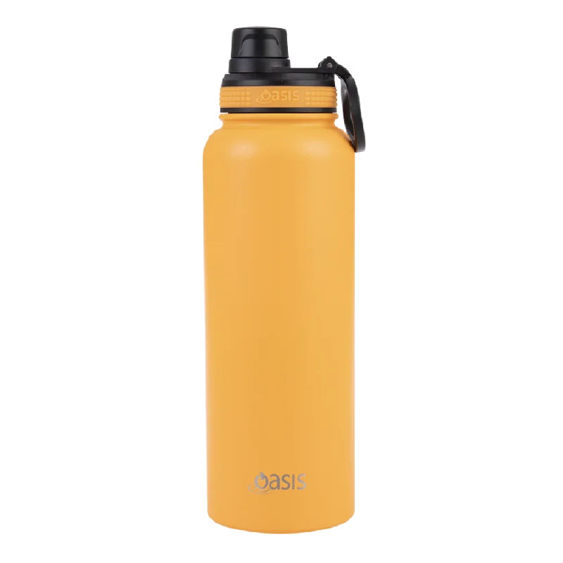 Oasis Stainless Steel Double Wall Insulated "challenger" Sports Bottle W/ Screw Cap 1.1l - Neon Orange