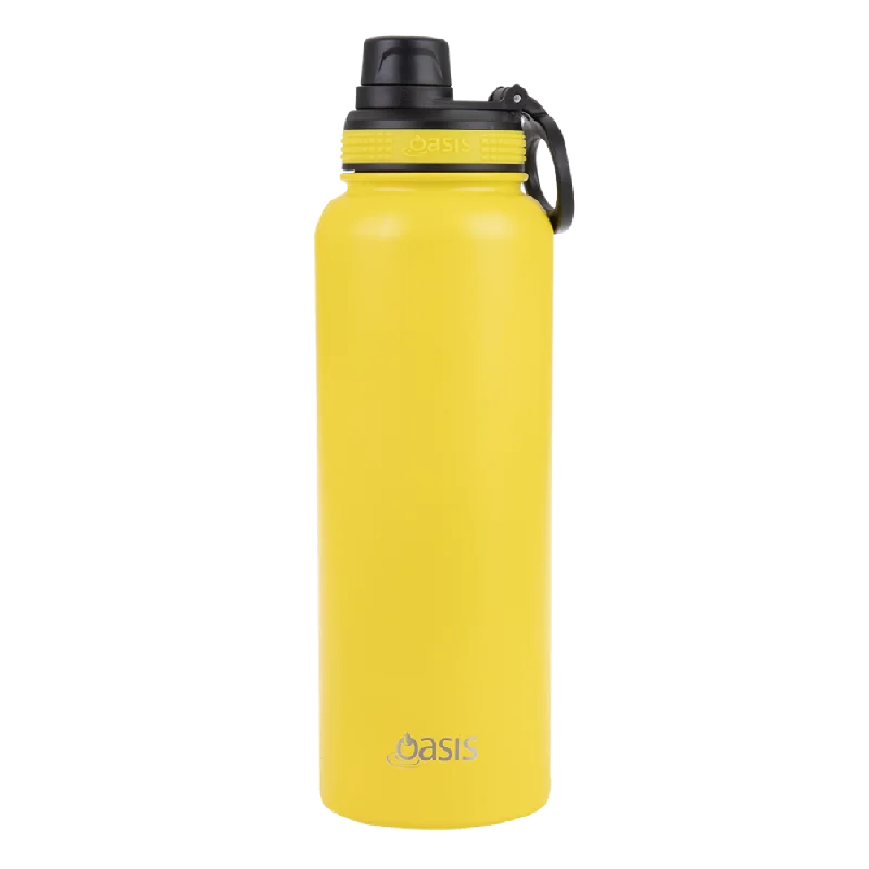 Oasis Stainless Steel Double Wall Insulated "challenger" Sports Bottle W/ Screw Cap 1.1l - Neon Yellow