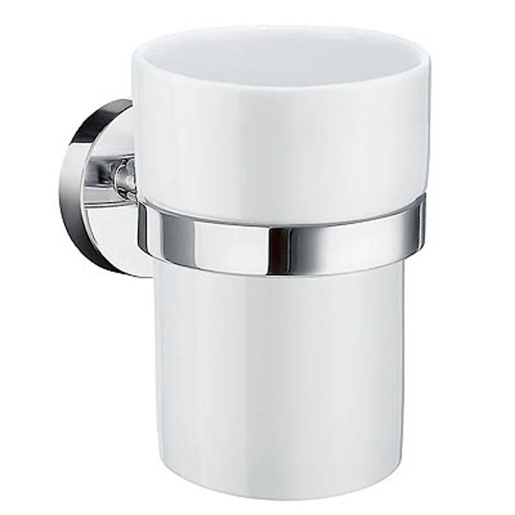 Tumbler Holder Home Polished Chrome Porcelain Wall Mount Brass 3-6/7 x 3 x 3-2/3 Inch