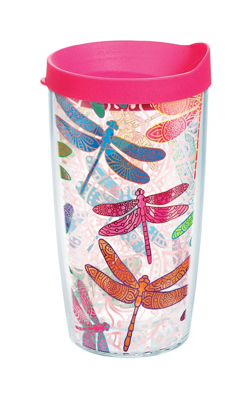 Tervis 16 oz Dragonfly Mandala Multicolored BPA Free Tumbler with Lid