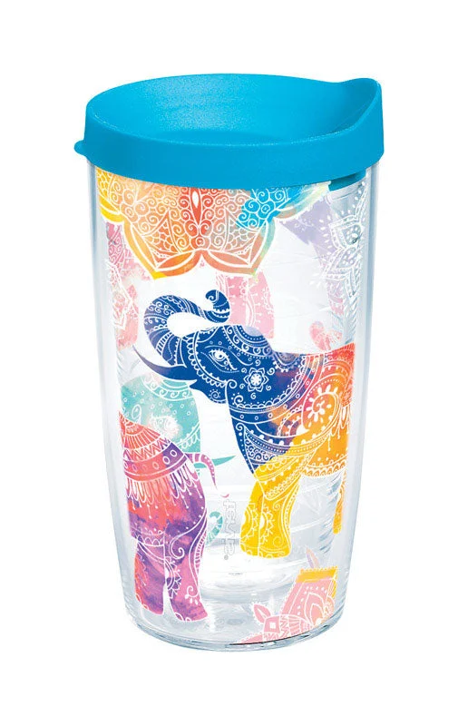 Tervis Cabinet 16 oz Mehndi Elephant Multicolored BPA Free Tumbler with Lid