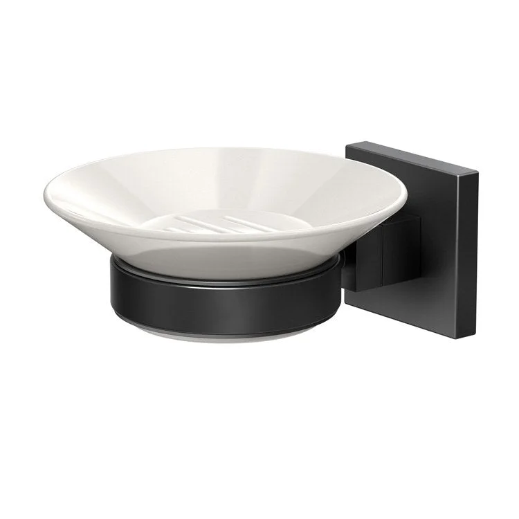 Soap Dish Elevate Matte Black Wall Mount Round Porcelain