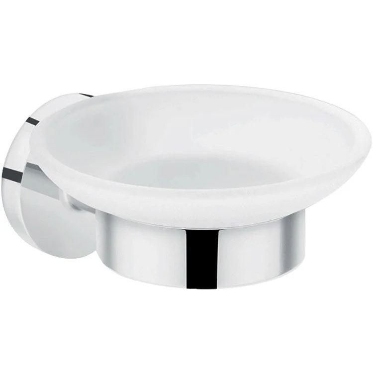 Soap Dish Logis Universal Chrome Wall Mount Round Glass 4-3/4 x 4-1/4 x 2-1/3 Inch