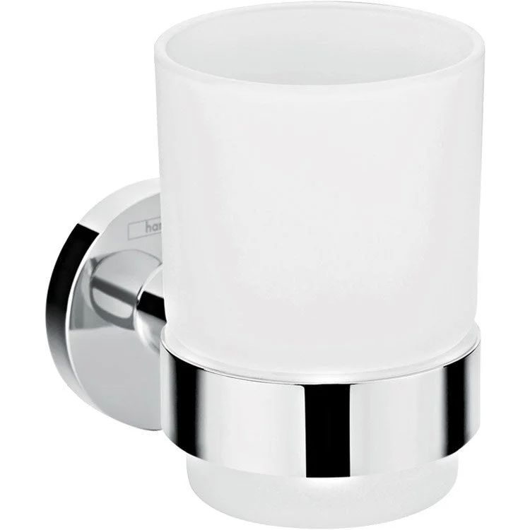 Tumbler Logis with Metal Holder Chrome Wall Mount Brass/Glass